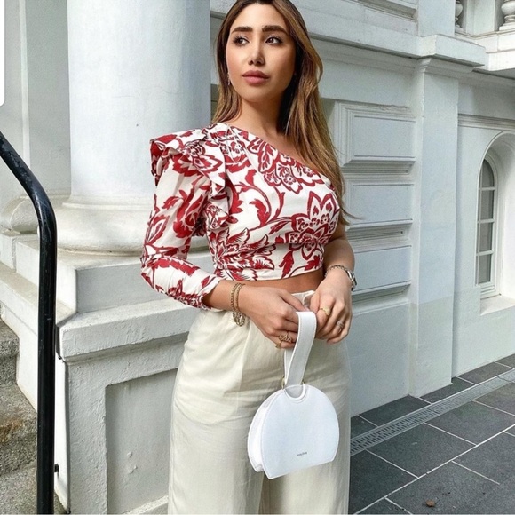 Zara Bloggers Favorite Print Poplin One Shoulder Top + Mini Skirt Set Size S - Picture 5 of 16